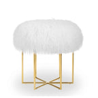 Bailey Real Sheepskin Mongolian/ Stainless Steel Ottoman