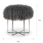 Bailey Real Sheepskin Mongolian/ Stainless Steel Ottoman
