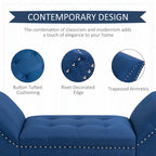 HOMCOM Modern Button Tufted Sitting Bench/Accent Fabric Upholstered Ottoman for Bedroom or Living Room