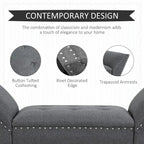 HOMCOM Modern Button Tufted Sitting Bench/Accent Fabric Upholstered Ottoman for Bedroom or Living Room