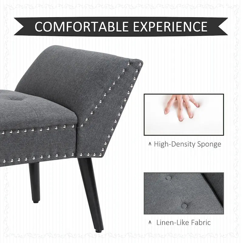 HOMCOM Modern Button Tufted Sitting Bench/Accent Fabric Upholstered Ottoman for Bedroom or Living Room