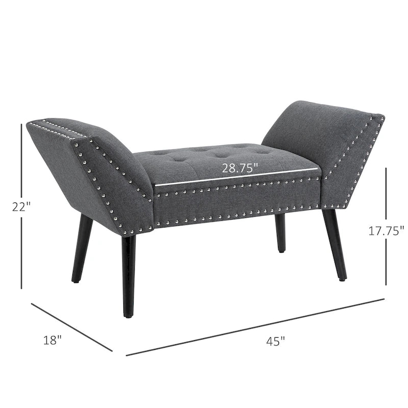 HOMCOM Modern Button Tufted Sitting Bench/Accent Fabric Upholstered Ottoman for Bedroom or Living Room