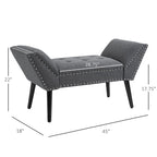 HOMCOM Modern Button Tufted Sitting Bench/Accent Fabric Upholstered Ottoman for Bedroom or Living Room
