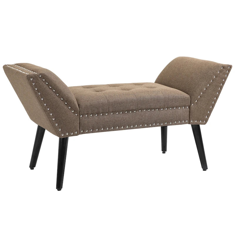 HOMCOM Modern Button Tufted Sitting Bench/Accent Fabric Upholstered Ottoman for Bedroom or Living Room