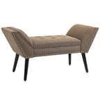 HOMCOM Modern Button Tufted Sitting Bench/Accent Fabric Upholstered Ottoman for Bedroom or Living Room