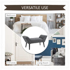 HOMCOM Modern Button Tufted Sitting Bench/Accent Fabric Upholstered Ottoman for Bedroom or Living Room