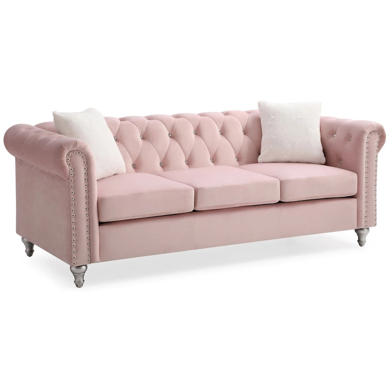 Raisa Microsuede Velvet Tufted Sofa