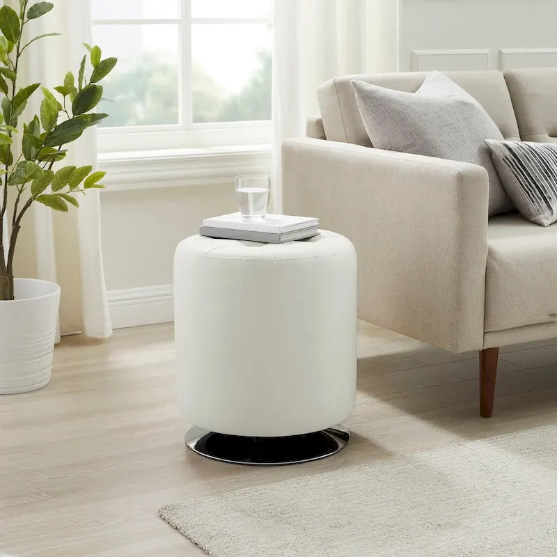 Chelle Faux Leather Swivel Ottoman