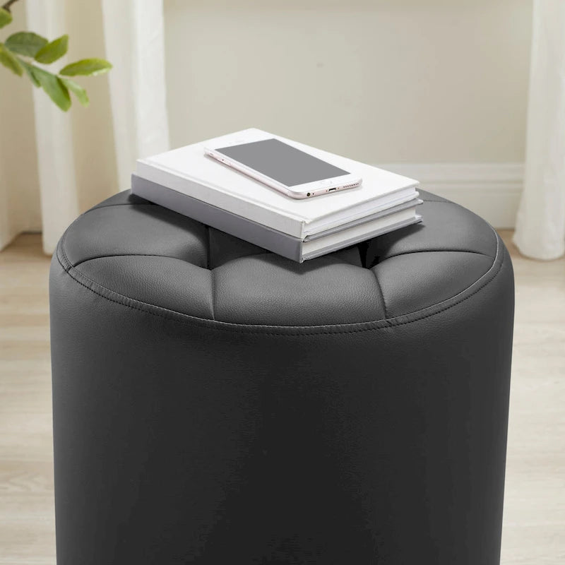 Chelle Faux Leather Swivel Ottoman
