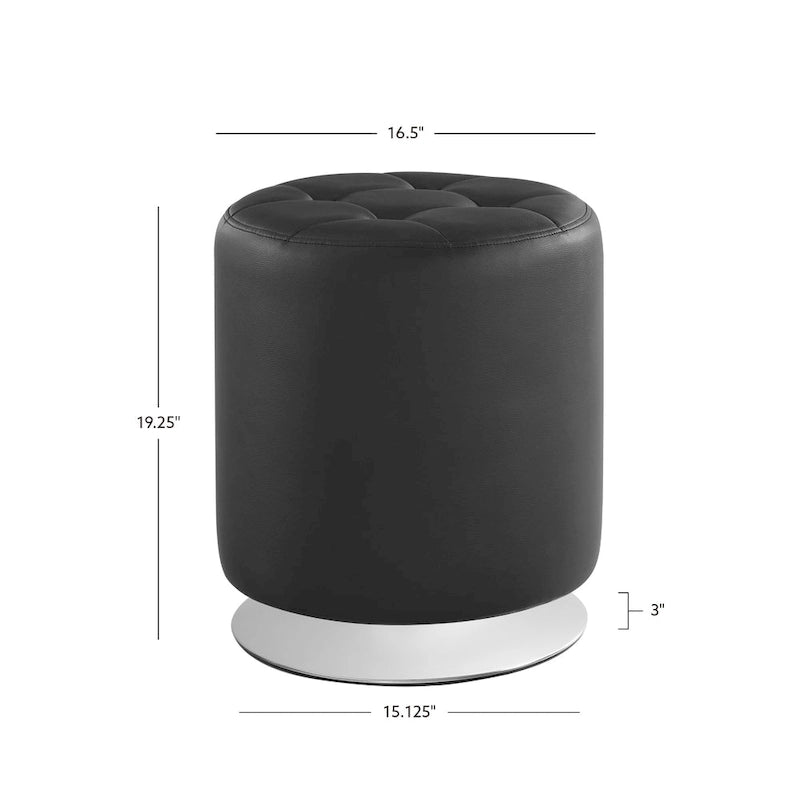 Chelle Faux Leather Swivel Ottoman