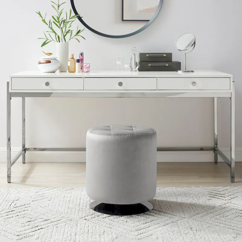 Chelle Faux Leather Swivel Ottoman