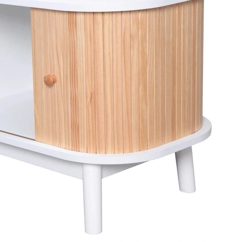 Modern Farmhouse Media Console with Solid Wood Legs