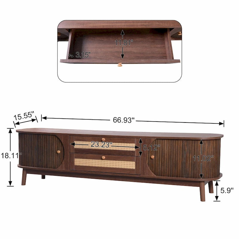 Modern Farmhouse Media Console with Solid Wood Legs