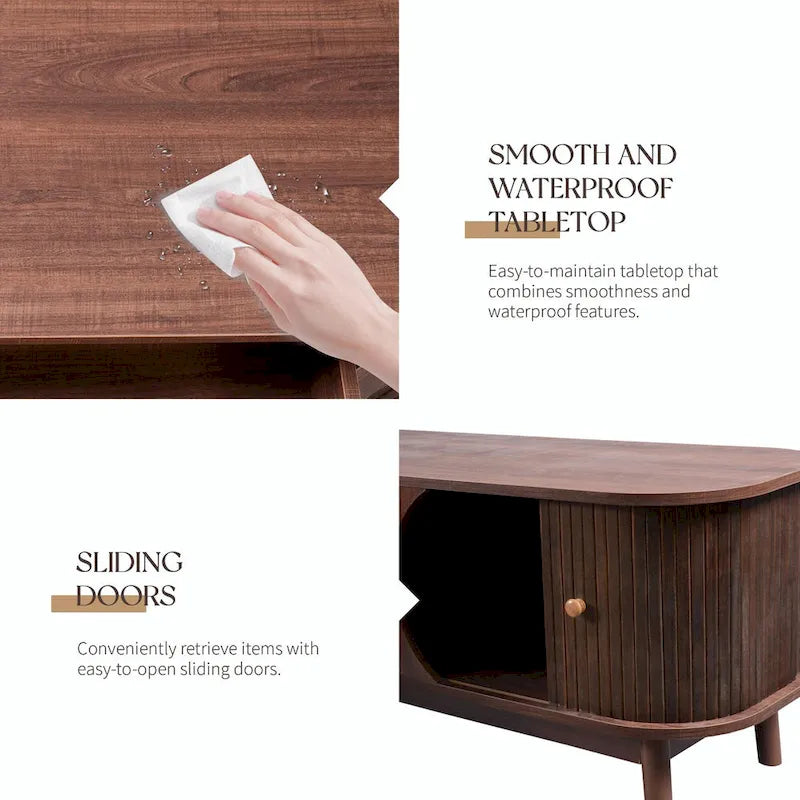 Modern Farmhouse Media Console with Solid Wood Legs