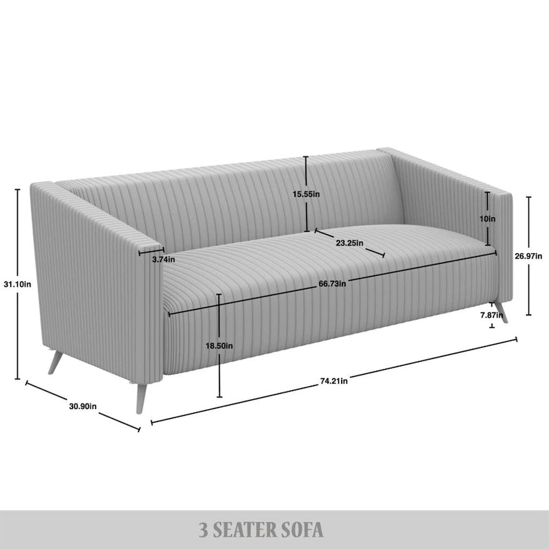 CraftPorch Corduroy Modern and Glamorous Velvet Upholstered Sofa