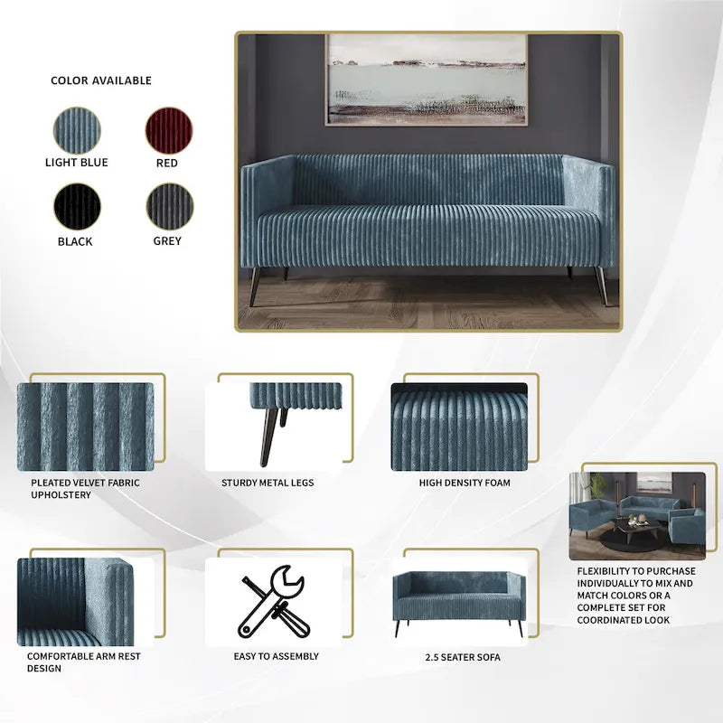 CraftPorch Corduroy Modern and Glamorous Velvet Upholstered Sofa