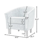 2 Set Modern Linen Barrel Accent Chairs Club Armchair
