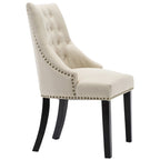 Fabric Upholstered Dining Chairs Button Tufted Nailhead Trim Accent Chairs Set of 2