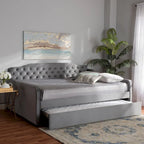 Silver Orchid Titus Contemporary Tufted Velvet Daybed with Trundle