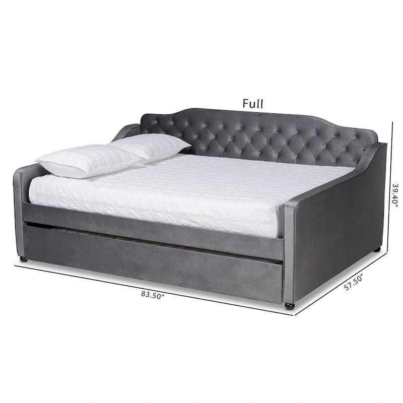 Silver Orchid Titus Contemporary Tufted Velvet Daybed with Trundle