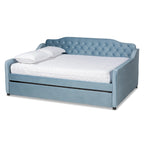 Silver Orchid Titus Contemporary Tufted Velvet Daybed with Trundle