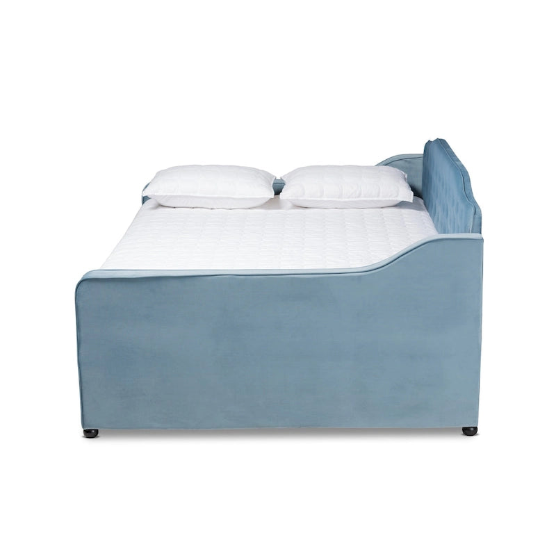 Silver Orchid Titus Contemporary Tufted Velvet Daybed with Trundle