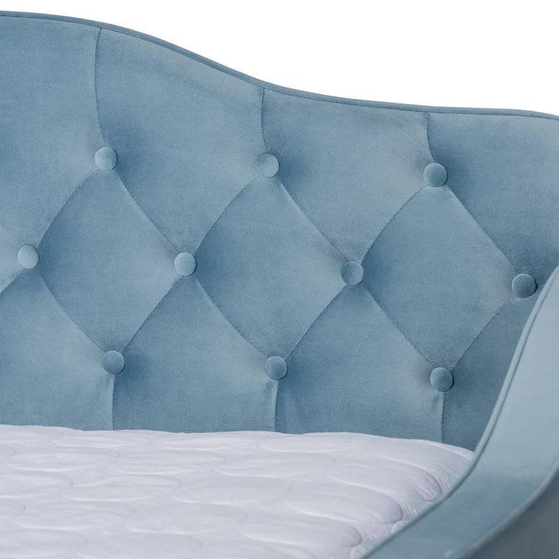Silver Orchid Titus Contemporary Tufted Velvet Daybed with Trundle