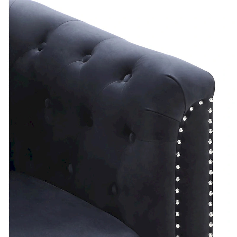 Pompano Velvet Button Tufted Sofa with Chaise
