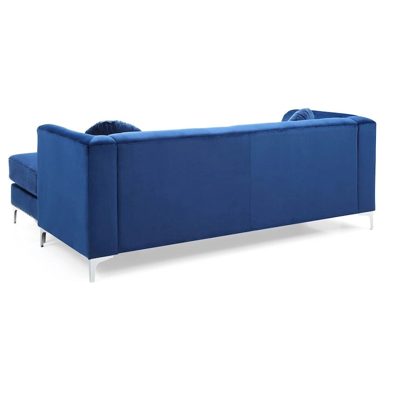 Pompano Velvet Button Tufted Sofa with Chaise