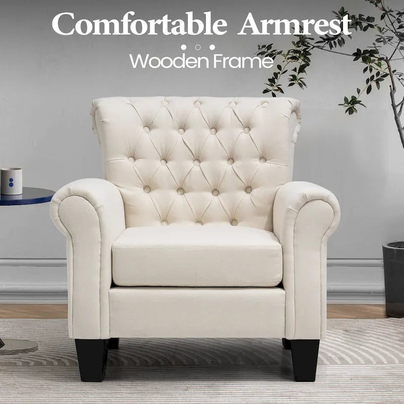 Accent Club Chair Comfortable Single Sofa Chair Indoor Seating with Arms & Padded Seat