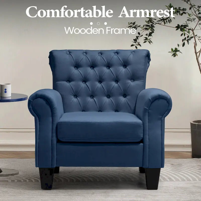 Accent Club Chair Comfortable Single Sofa Chair Indoor Seating with Arms & Padded Seat