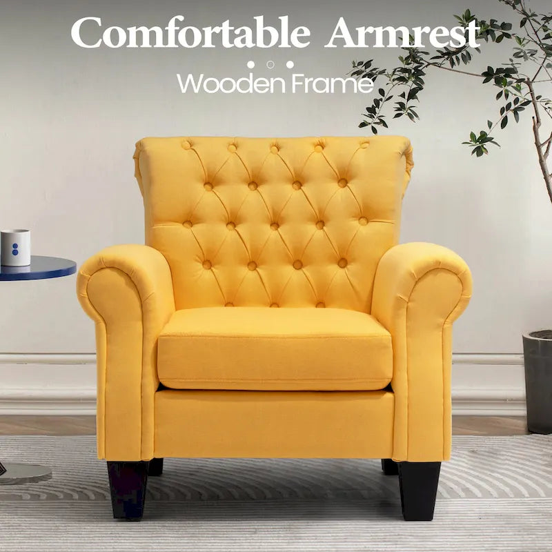 Accent Club Chair Comfortable Single Sofa Chair Indoor Seating with Arms & Padded Seat