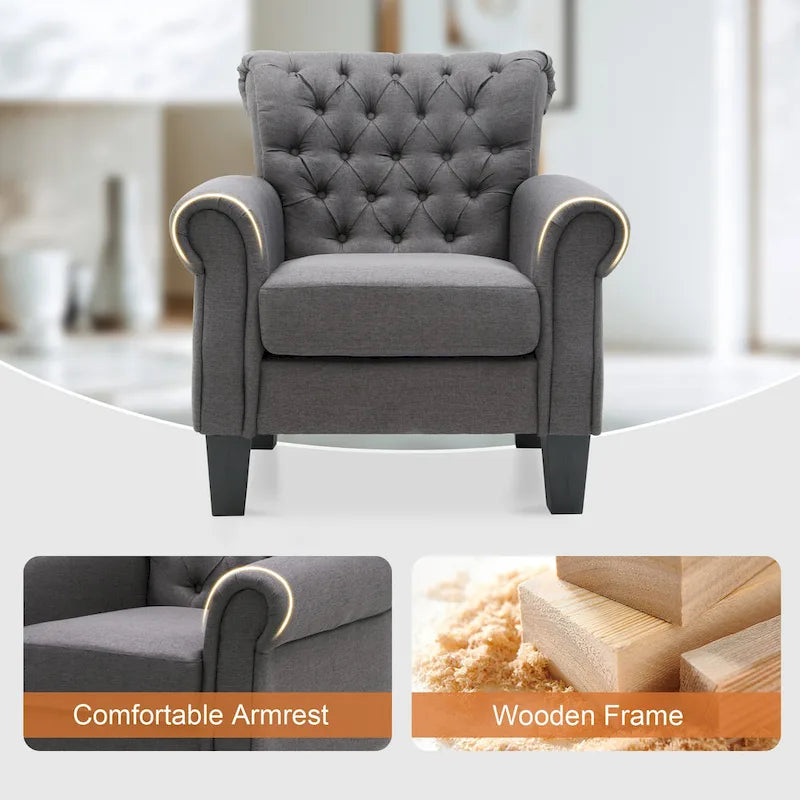 Accent Club Chair Comfortable Single Sofa Chair Indoor Seating with Arms & Padded Seat