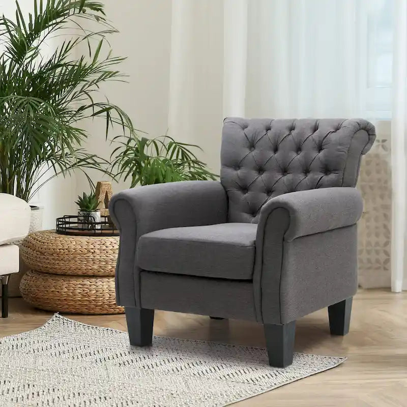 Accent Club Chair Comfortable Single Sofa Chair Indoor Seating with Arms & Padded Seat