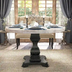 Brec Farmhouse Marble Top 5-Piece Round Dining Table Set with Tufted Chairs by Furniture of America