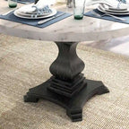 Brec Farmhouse Marble Top 5-Piece Round Dining Table Set with Tufted Chairs by Furniture of America