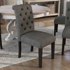 Brec Farmhouse Marble Top 5-Piece Round Dining Table Set with Tufted Chairs by Furniture of America
