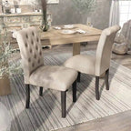 Brec Farmhouse Marble Top 5-Piece Round Dining Table Set with Tufted Chairs by Furniture of America