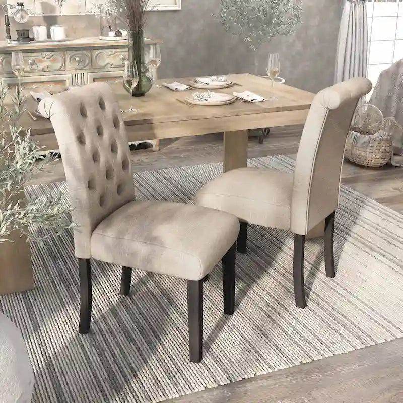 Brec Farmhouse Marble Top 5-Piece Round Dining Table Set with Tufted Chairs by Furniture of America