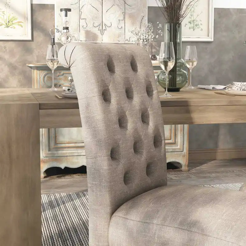 Brec Farmhouse Marble Top 5-Piece Round Dining Table Set with Tufted Chairs by Furniture of America