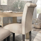 Brec Farmhouse Marble Top 5-Piece Round Dining Table Set with Tufted Chairs by Furniture of America