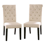 Brec Farmhouse Marble Top 5-Piece Round Dining Table Set with Tufted Chairs by Furniture of America