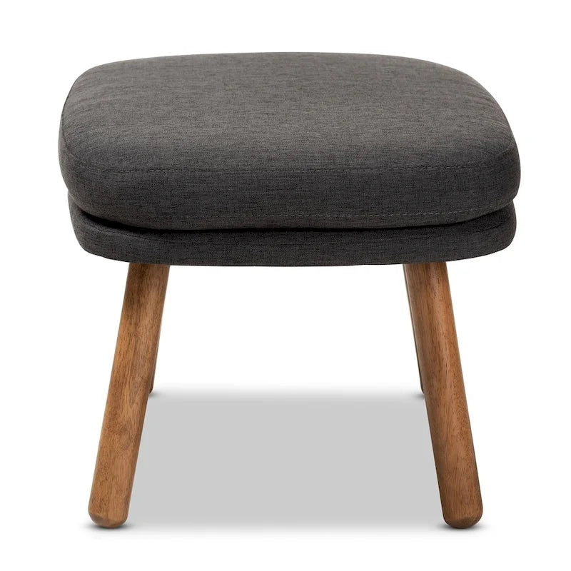 Mid-Century Fabric Upholstered Ottoman by Baxton Studio