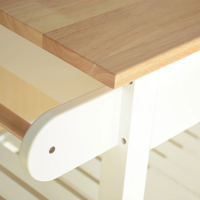 Kitchen Island Cart with Solid Wood Top and Locking Wheels