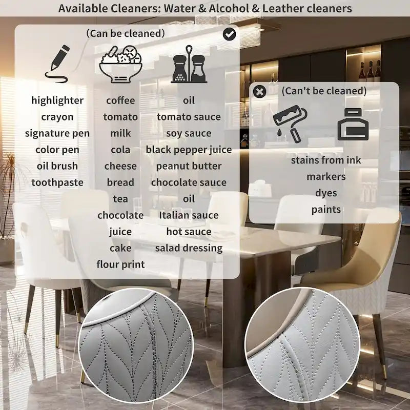 Set of 2 Microfiber Leather Luxury Upholstered Dining Chairs with Lion Head Pull Ring