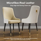 Set of 2 Microfiber Leather Luxury Upholstered Dining Chairs with Lion Head Pull Ring