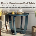 COZAYH Rustic Farmhouse End Table with Storage Shelf, French Country Accent Side Table, Round