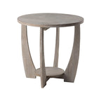 COZAYH Rustic Farmhouse End Table with Storage Shelf, French Country Accent Side Table, Round