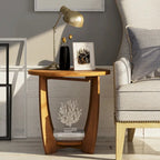 COZAYH Rustic Farmhouse End Table with Storage Shelf, French Country Accent Side Table, Round