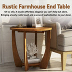 COZAYH Rustic Farmhouse End Table with Storage Shelf, French Country Accent Side Table, Round
